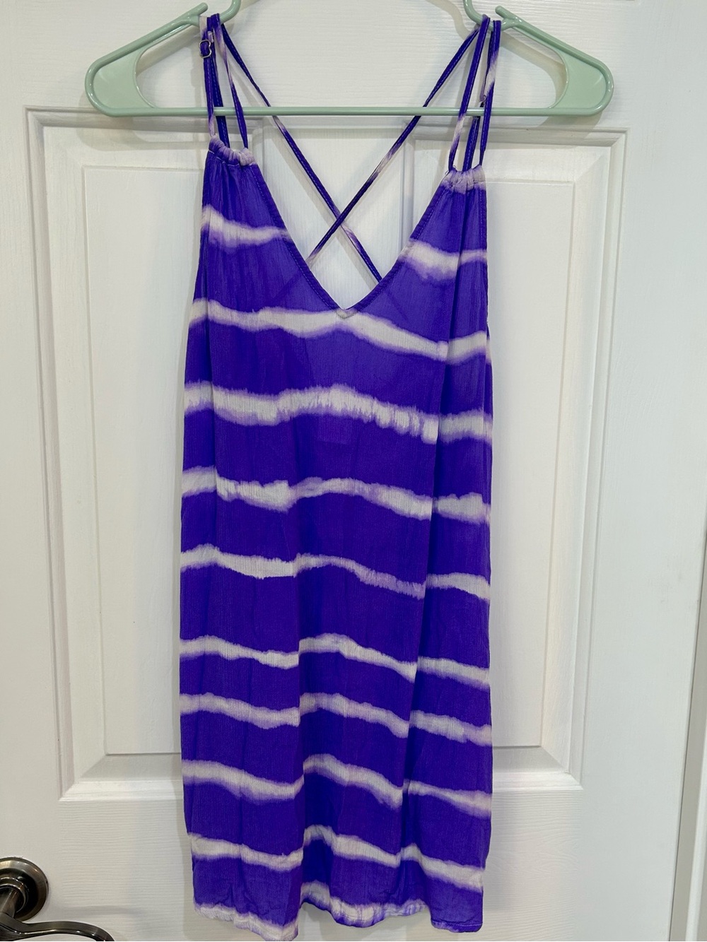 Xhilaration Purple White Tie Dye Strappy Back Tank Top Shirt Size S